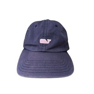 Vineyard Vines Navy Blue Baseball Cap with Embroidered Pink Whale Sailing Martha